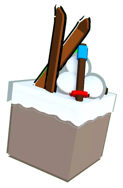 Dino Party Snow Block with Skis Model